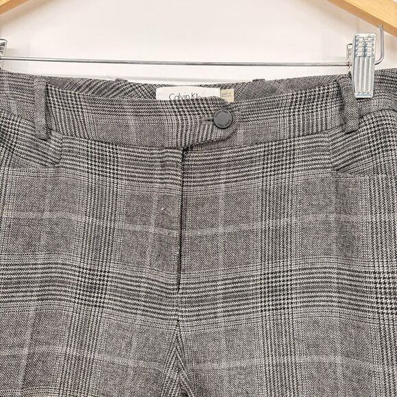 Calvin Klein Modern Fit Plaid Trousers Dress Pants Gray Size 4 - Picture 5 of 11